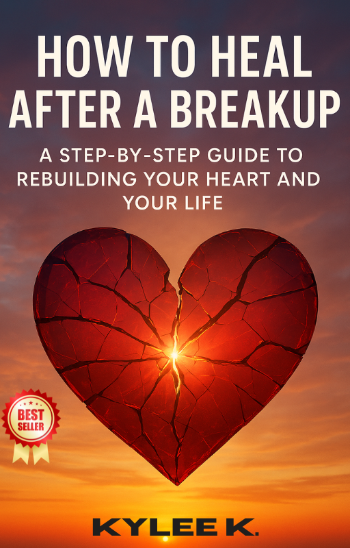 Heartbreak healing ebook cover showing a symbolic broken heart design, representing emotional recovery and self-love guidance.